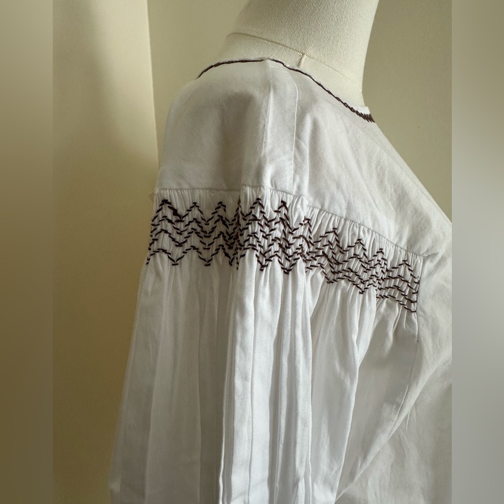 NWT Madewell Embroidered Balloon Sleeve Top- Medium - Picture 8 of 13